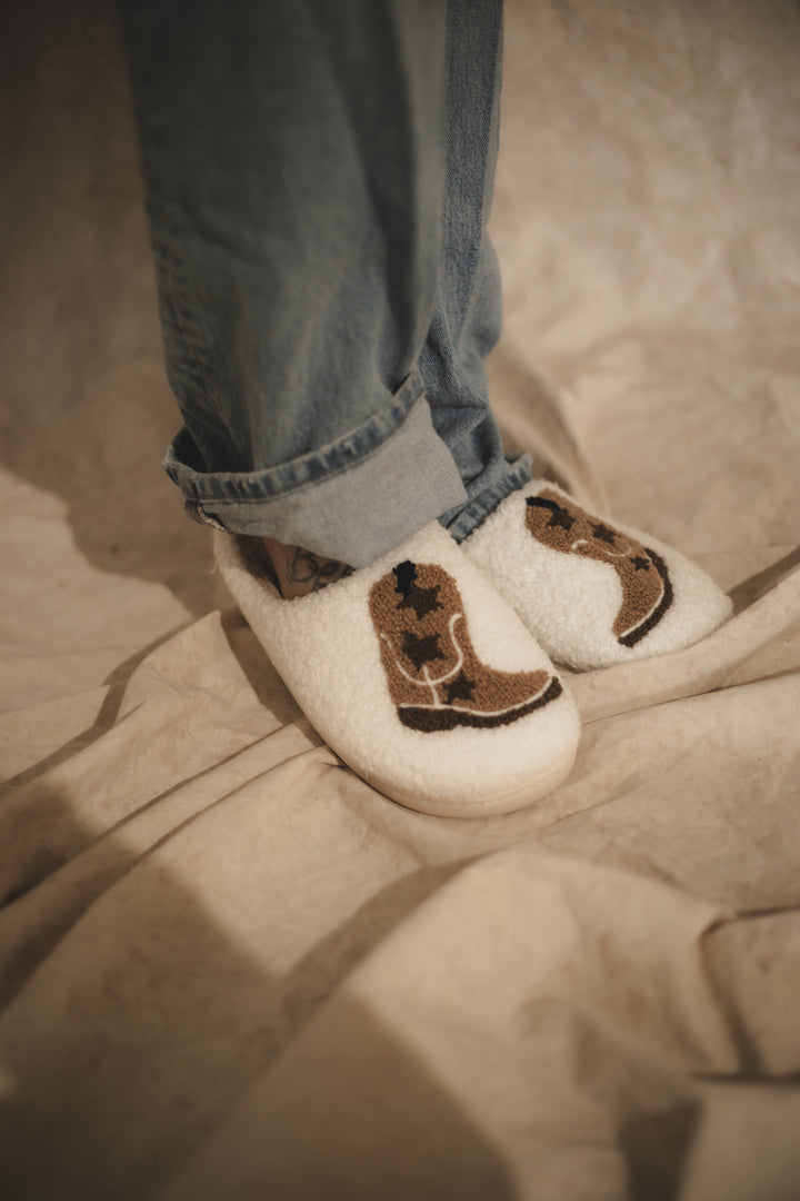 Neutral Cowboy Boot Slippers