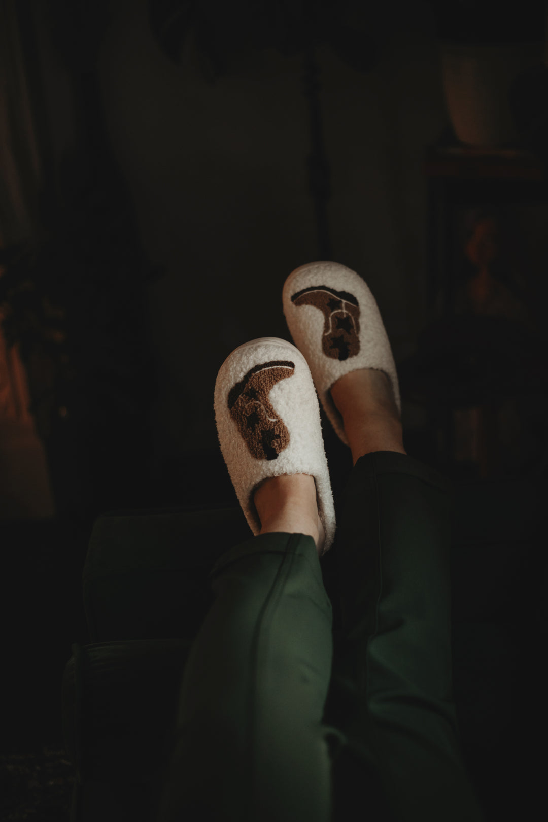 Neutral Cowboy Boot Slippers