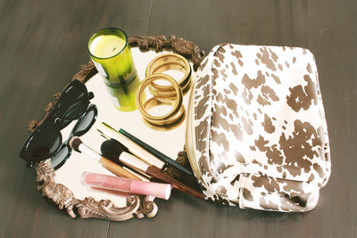 Cow Print Makeup and Toiletry Bag