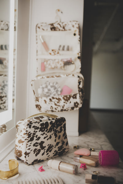 Cow Print Makeup and Toiletry Bag
