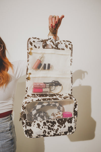 Cow Print Makeup and Toiletry Bag