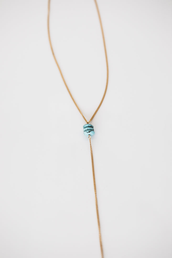 Turquoise Beaded Lariat Necklace