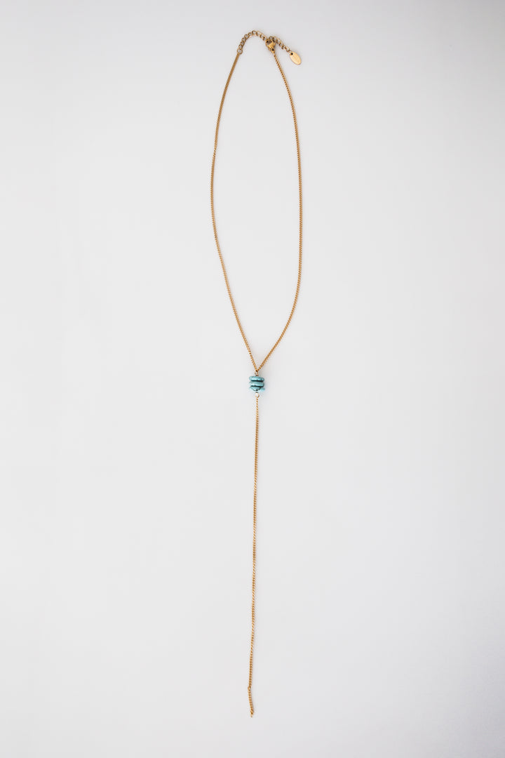 Turquoise Beaded Lariat Necklace