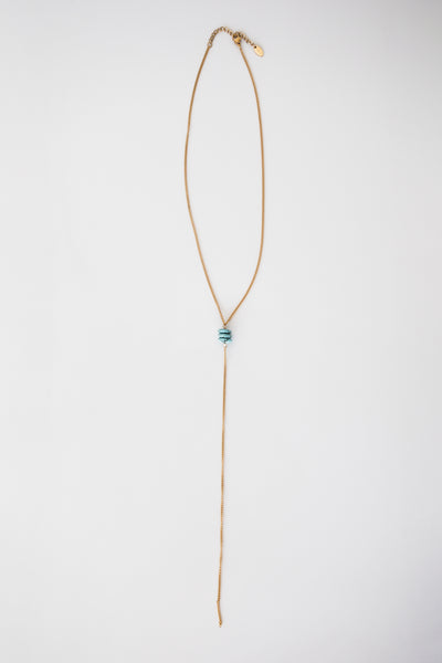 Turquoise Beaded Lariat Necklace