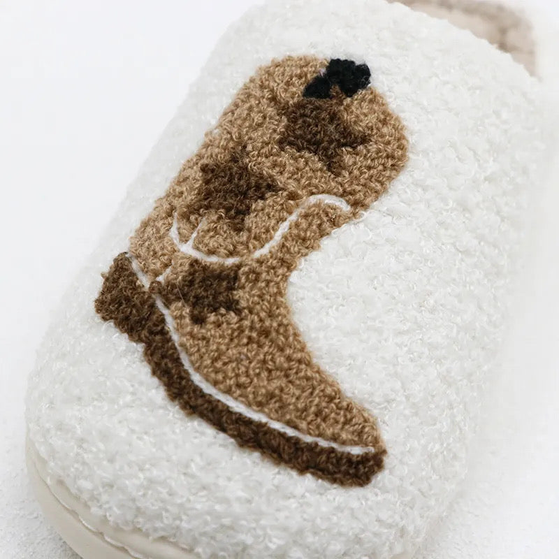 Neutral Cowboy Boot Slippers