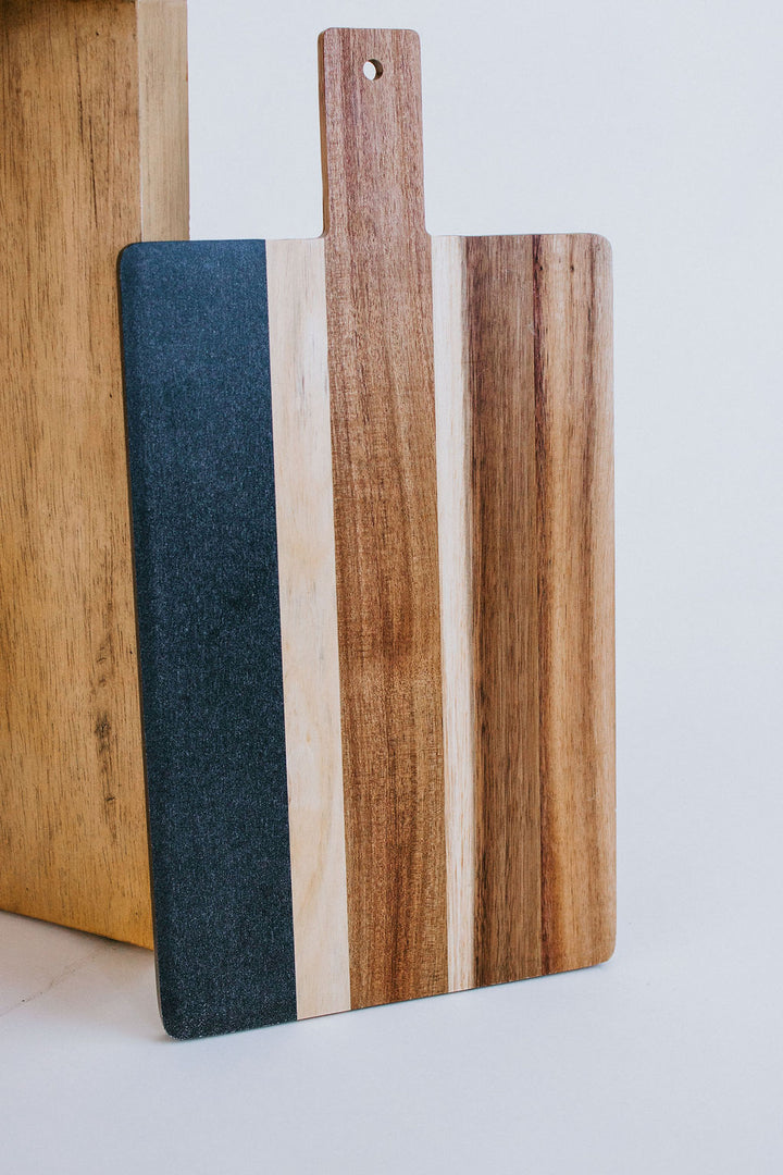 Acacia Wood &amp; Black Marble Cheeseboard
