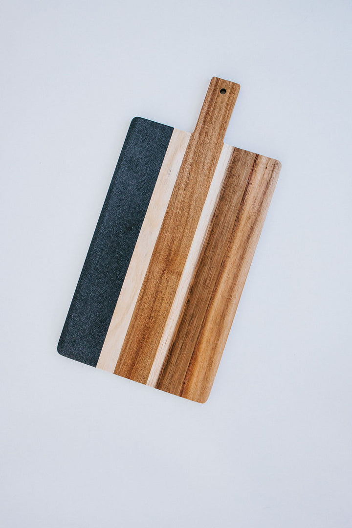 Acacia Wood &amp; Black Marble Cheeseboard