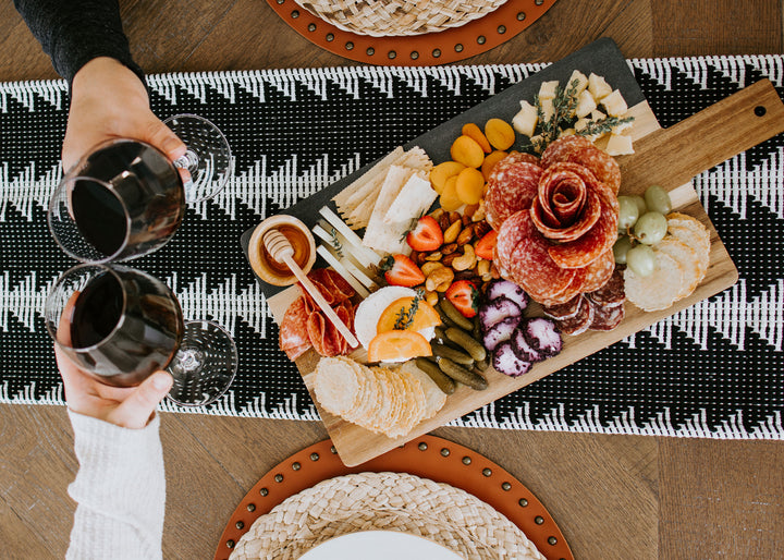Acacia Wood &amp; Black Marble Cheeseboard